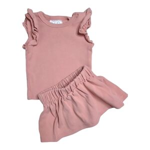 Mebie Baby Ruffle Tee & Skirt Rose 0-3M